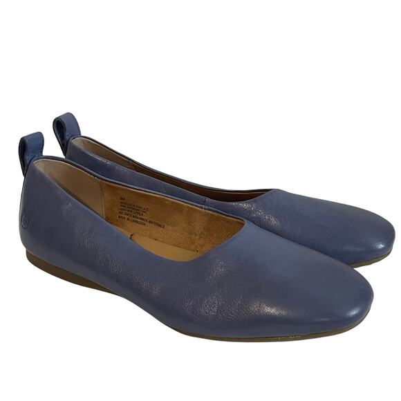 Born Becca Ballet Flats Comfy Genuine Leather Slip On Women’s sz 8 Blue Shoes - Picture 1 of 10